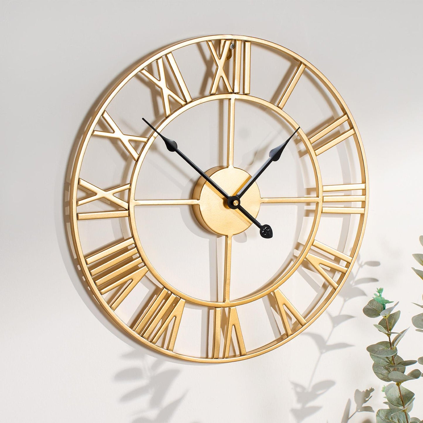 Large Golden Metal Wall Clock