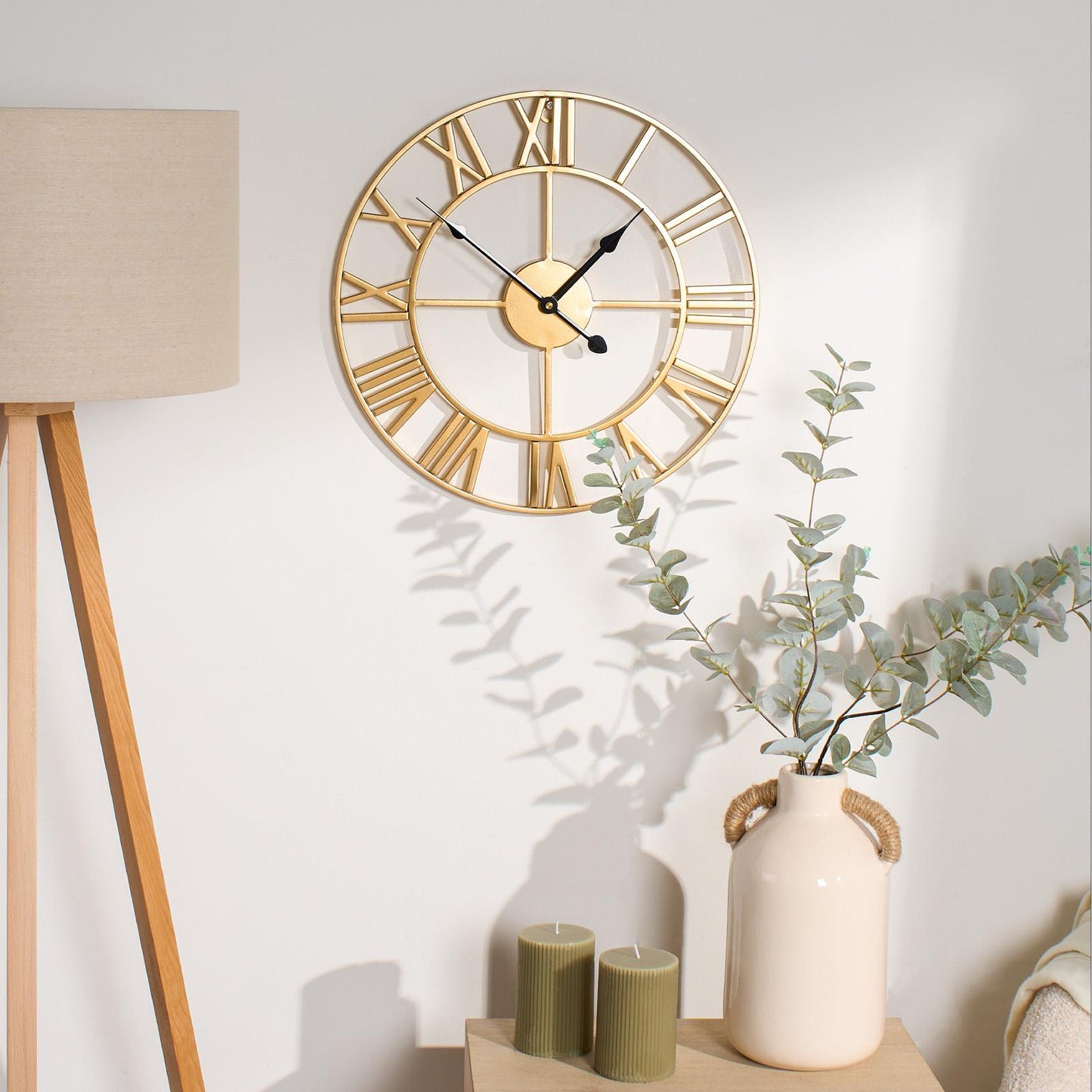 Large Golden Metal Wall Clock