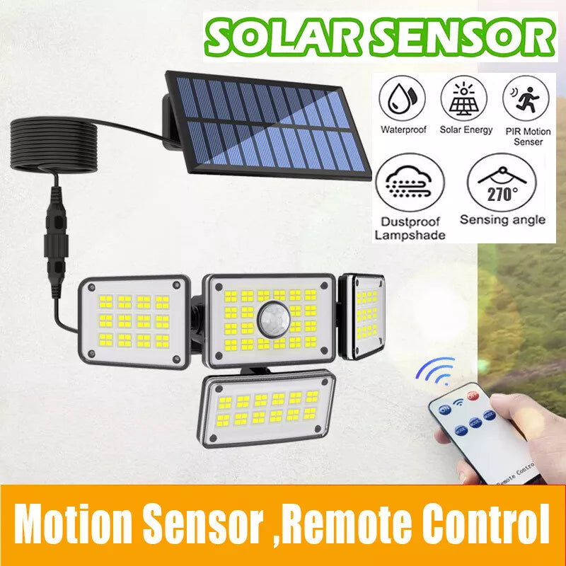 4-Head 224LEDs Solar PIR Motion Sensor Light