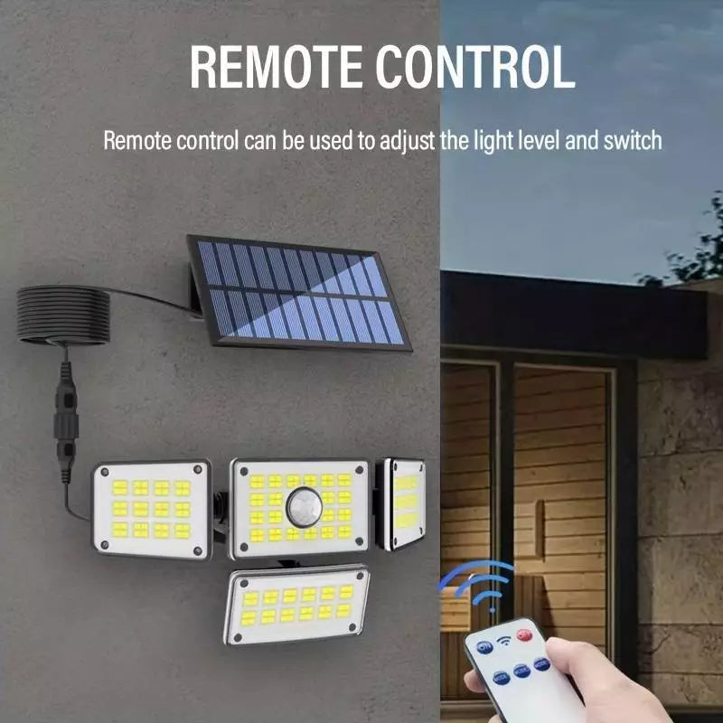 4-Head 224LEDs Solar PIR Motion Sensor Light