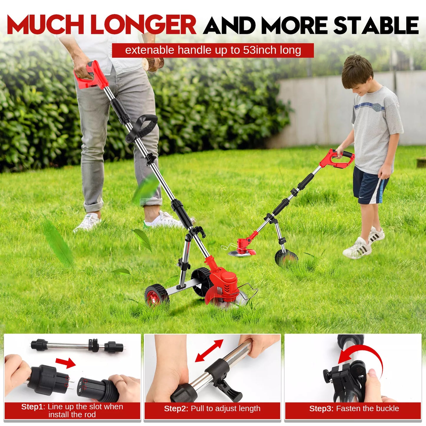 Cordless Strimmer Grass Trimmer Tree Cutter 24V Garden Edger Electric 2 Battery