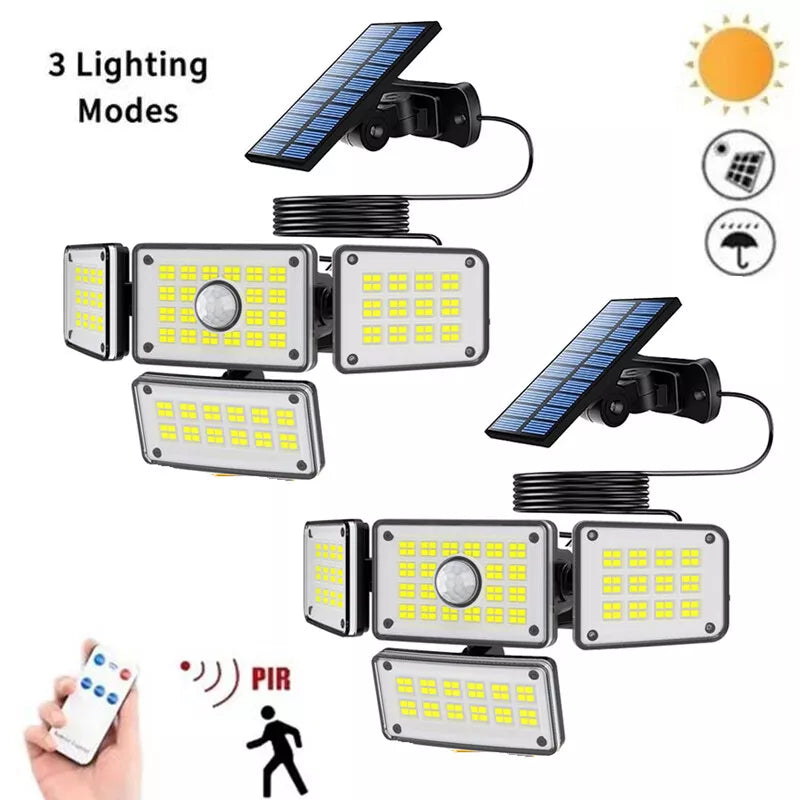 4-Head 224LEDs Solar PIR Motion Sensor Light