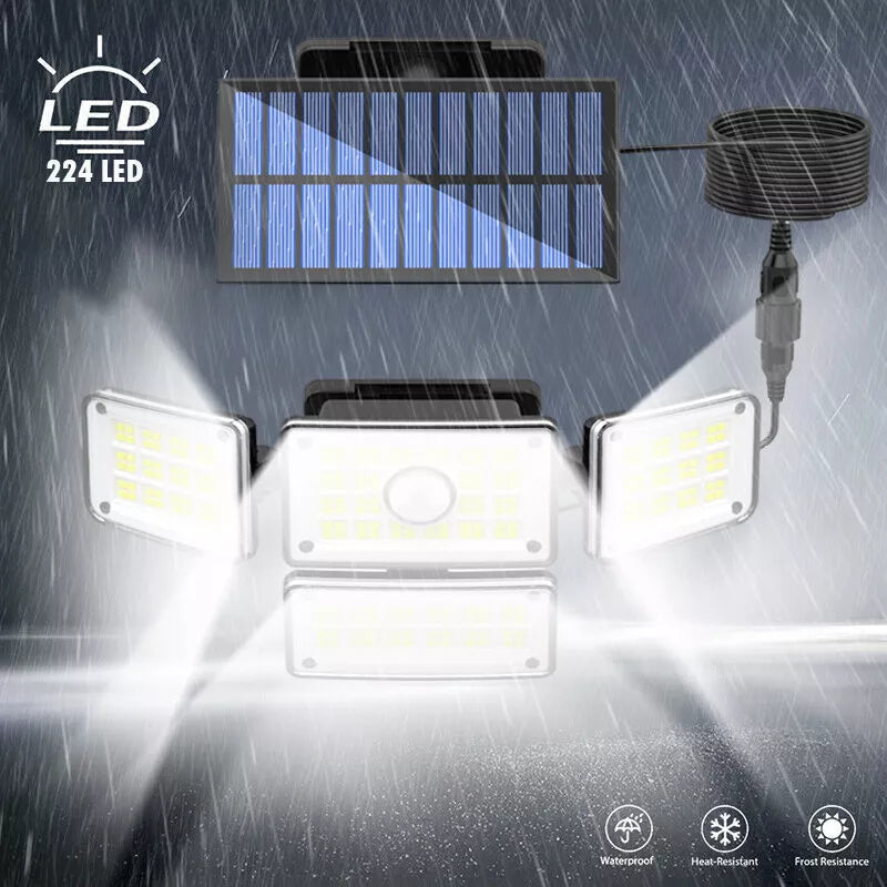 4-Head 224LEDs Solar PIR Motion Sensor Light