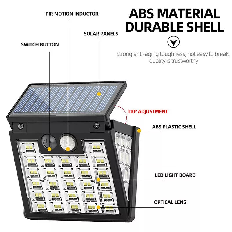 72Leds Solar Power PIR Motion Sensor Wall Light