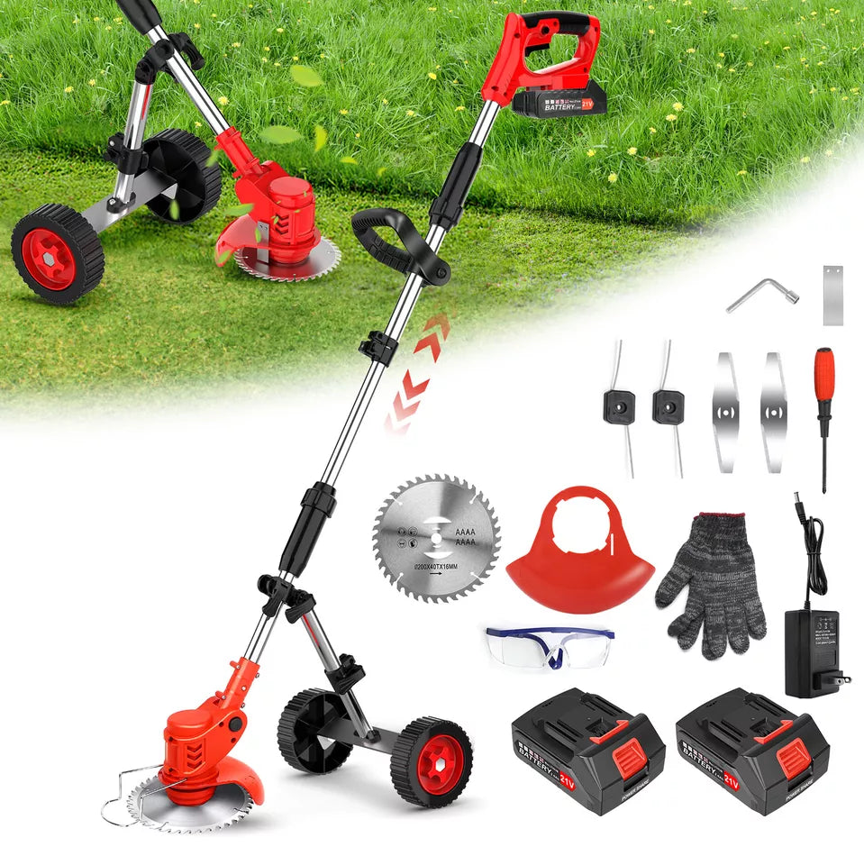 Cordless Strimmer Grass Trimmer Tree Cutter 24V Garden Edger Electric 2 Battery