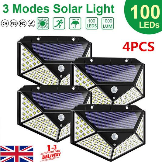 4X Solar Power PIR Motion Sensor Wall Lights