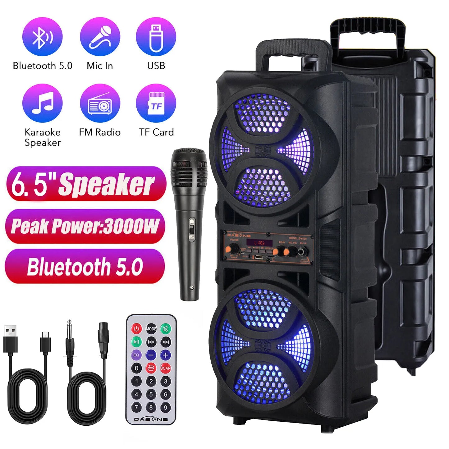 3000W Portable Bluetooth Party Speaker