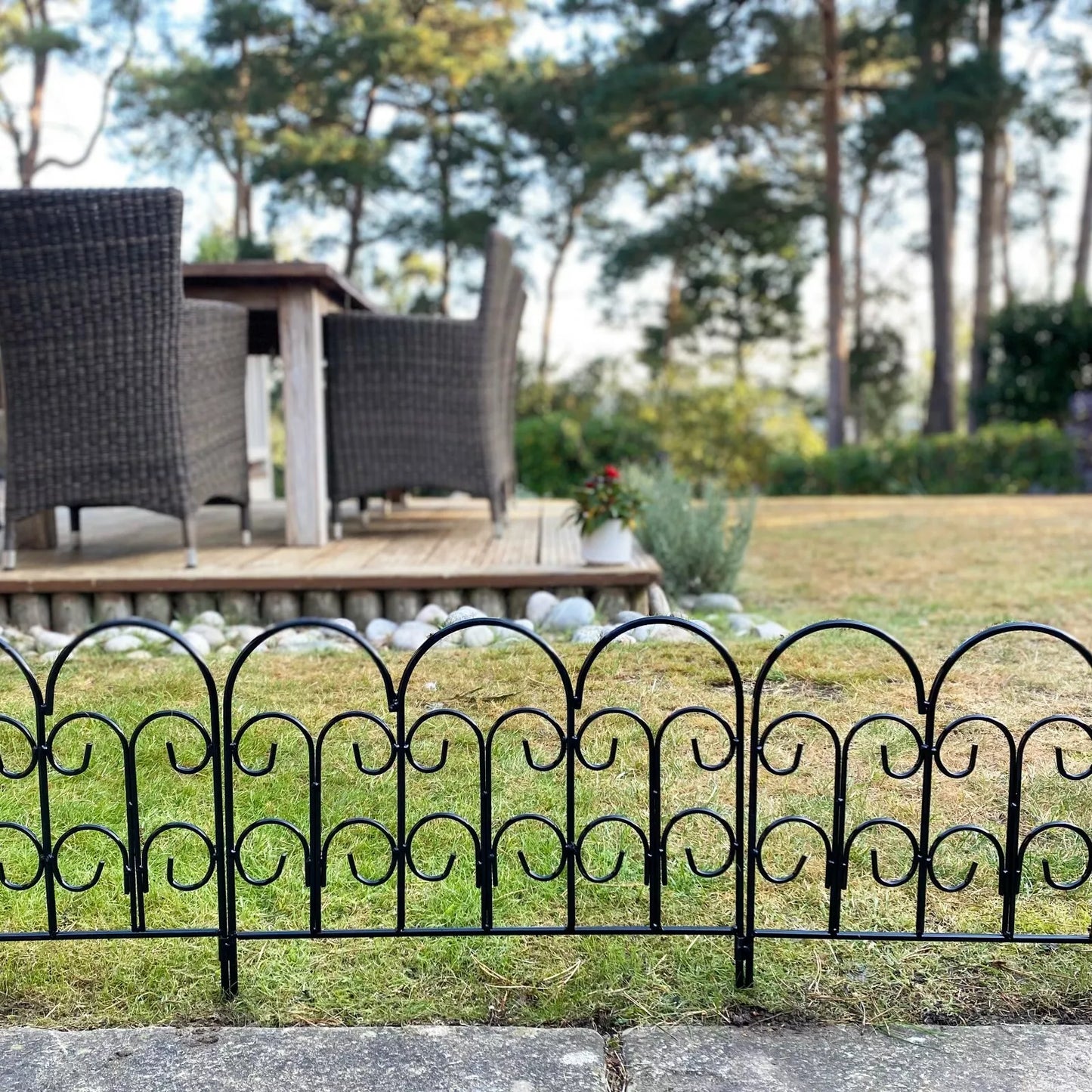 Set of 5 Steel Garden Fence Panels