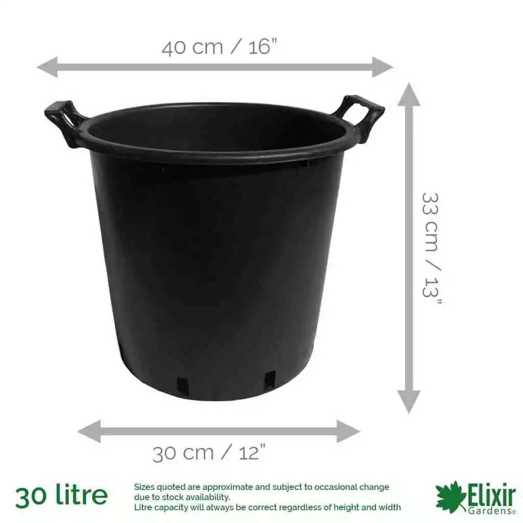 10 x Heavy Duty 30 Litre Plastic Plant Pots with Handles