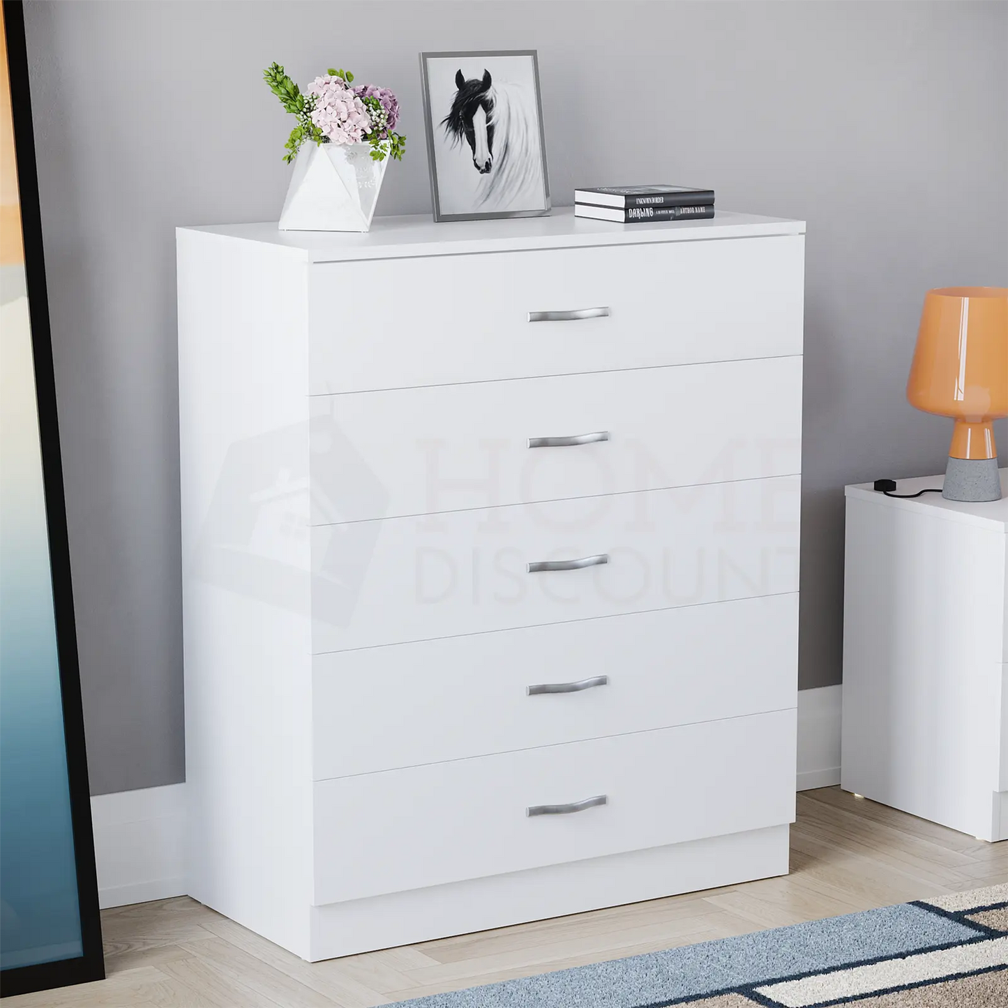 White Chest Of 5 Drawers