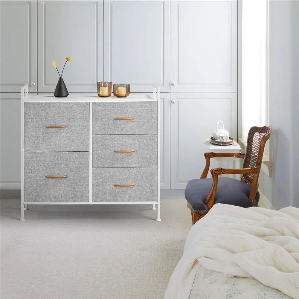 Grey Fabric Chest of Drawers