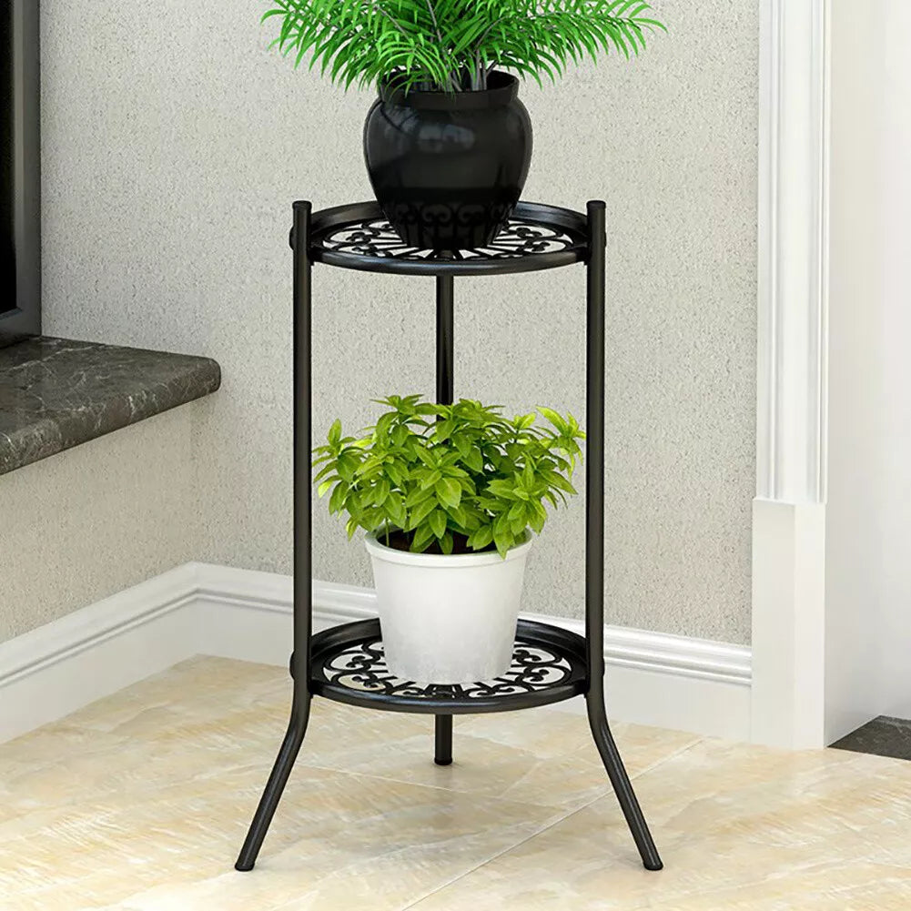 2 Potted Metal Indoor Outdoor Plant Stand