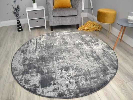 100cm Round Marble Printed Rug