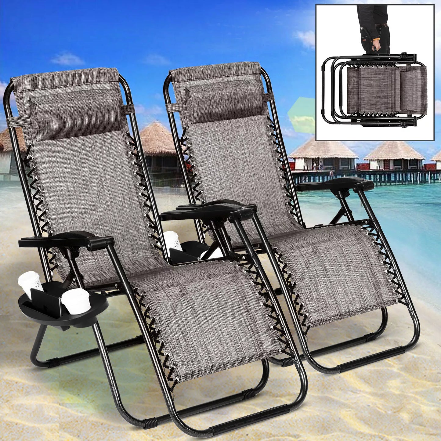 2X Beach Garden Chairs