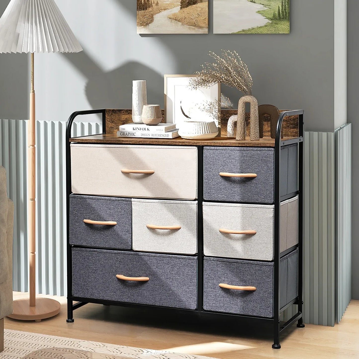 7-Drawers Fabric  Dresser