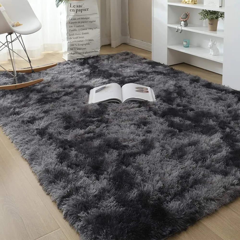 Dark Grey Fluffy Rug