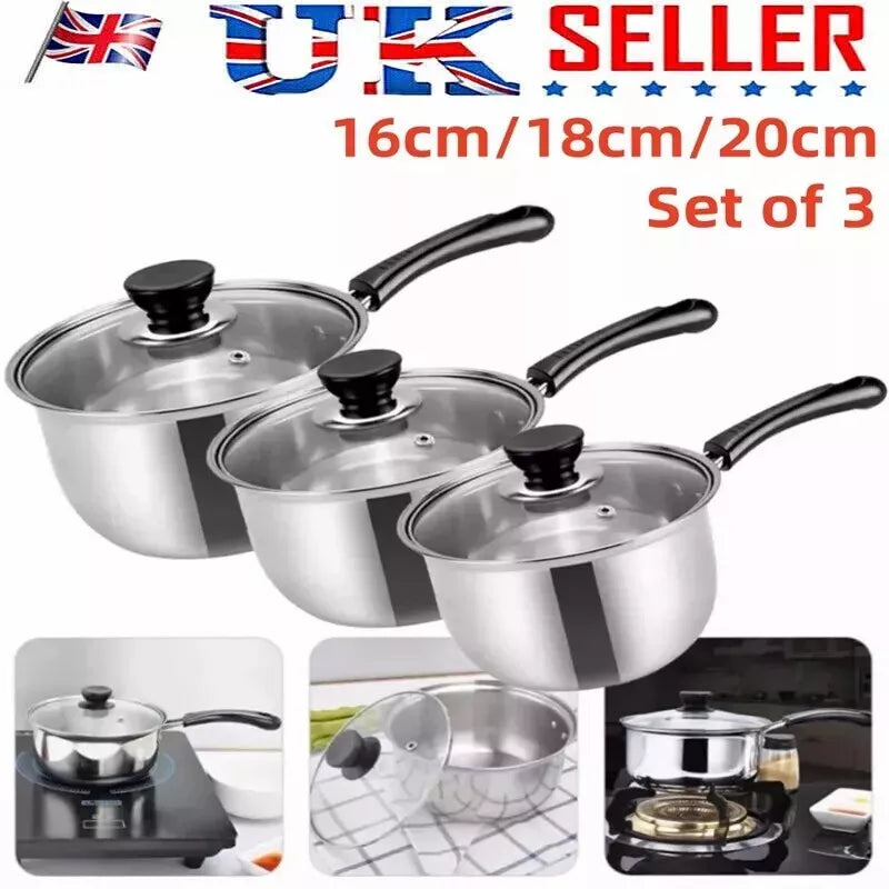 3Pcs Induction Non Stick Stainless Steel Cookware Set