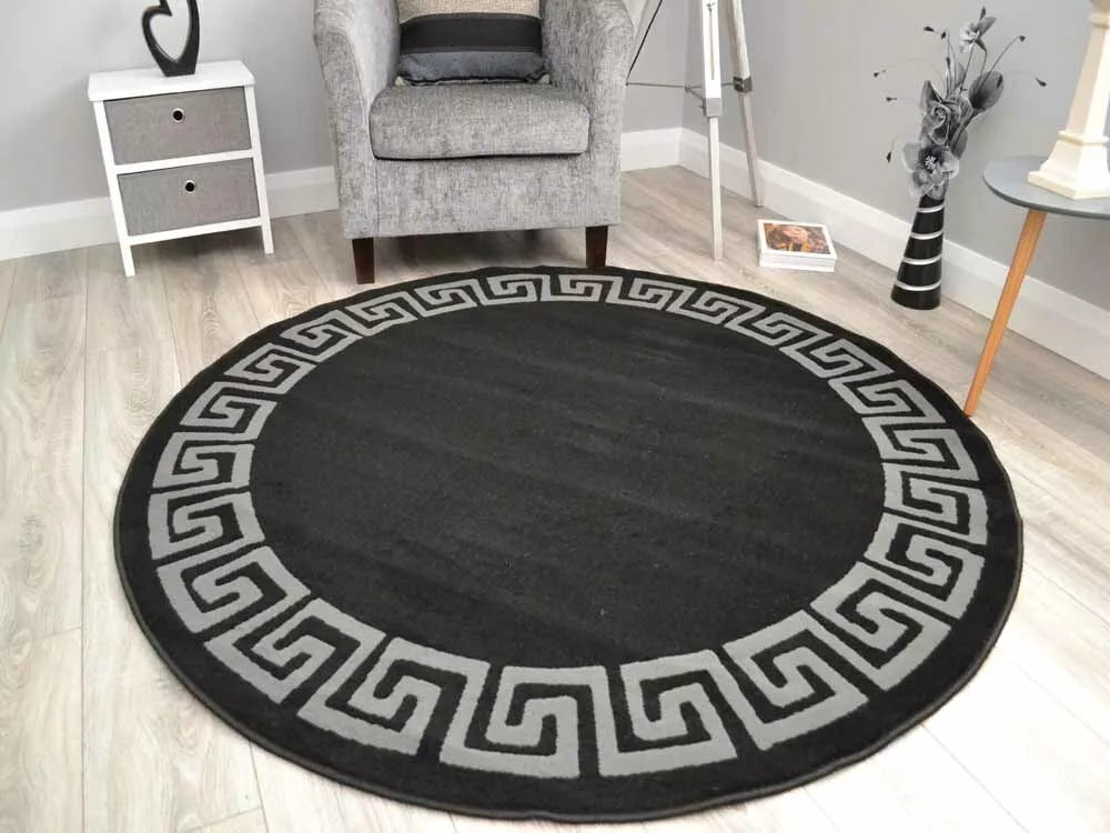 100cm Grey Pattern Round Rug