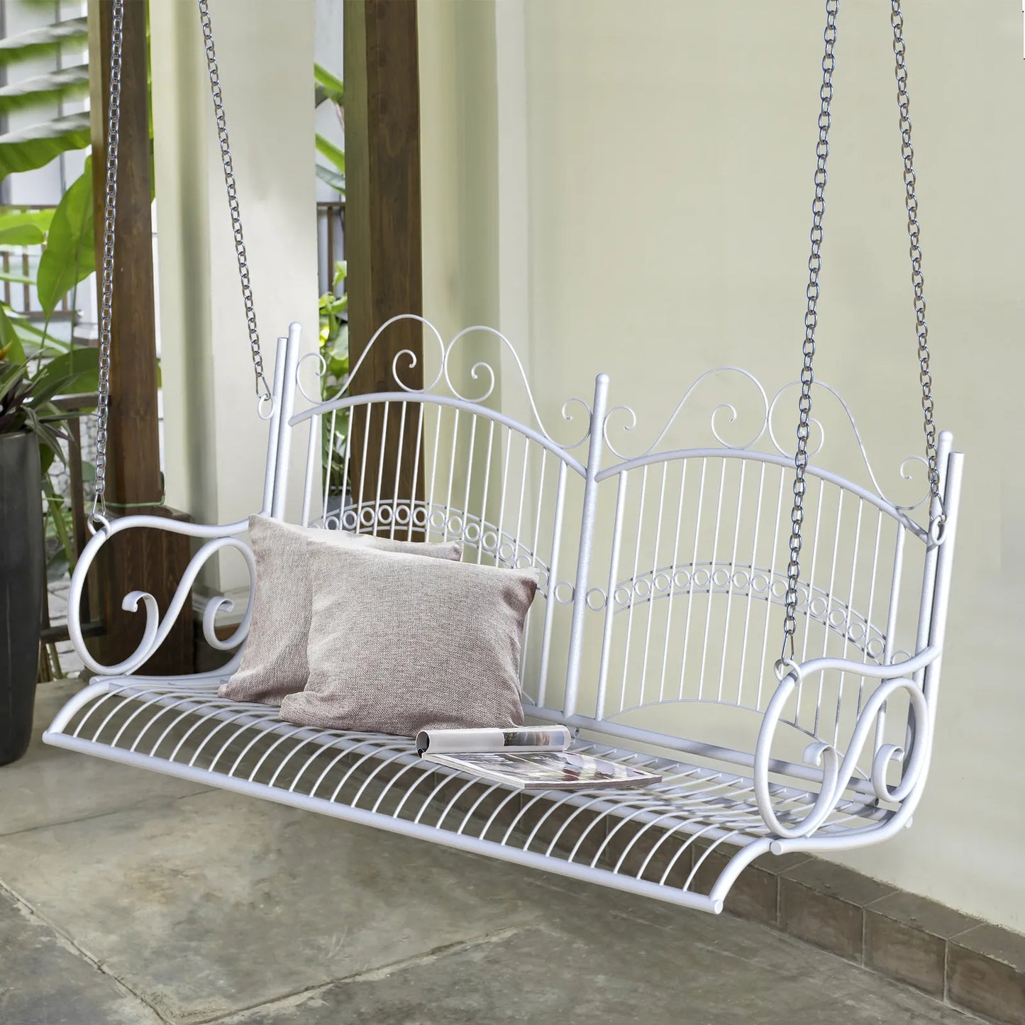 Outdoor Garden Metal 2 Seat Swing Chair