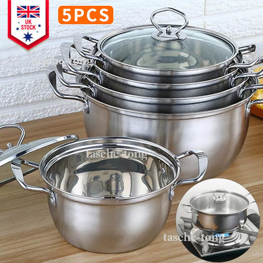 5PCS Induction Non Stick Stainless Steel Cookware