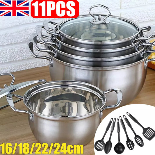 11PCS Induction Non Stick Stainless Steel Cookware