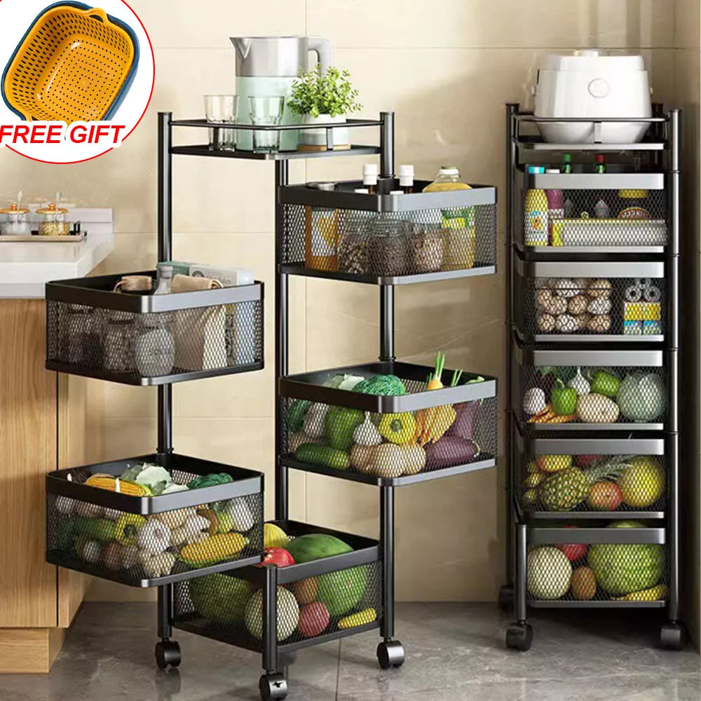 6 Tier Kitchen Rotating Storage Trolley