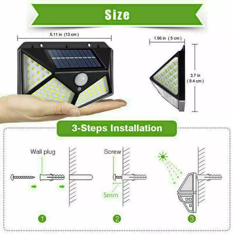 4X Solar Power PIR Motion Sensor Wall Lights