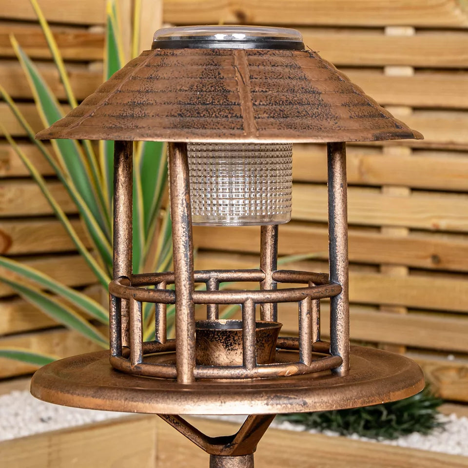 110cm tall resin garden bird table/bath with solar light