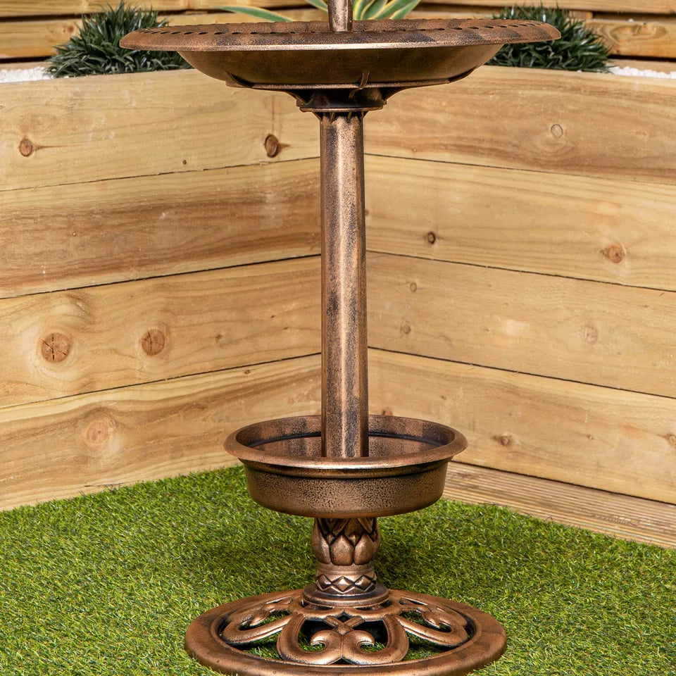 110cm tall resin garden bird table/bath with solar light