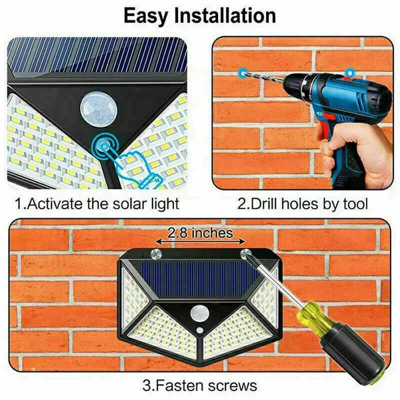 4X Solar Power PIR Motion Sensor Wall Lights