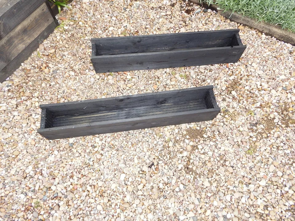 2 X 90 CM WOODEN PATIO GARDEN PLANTER