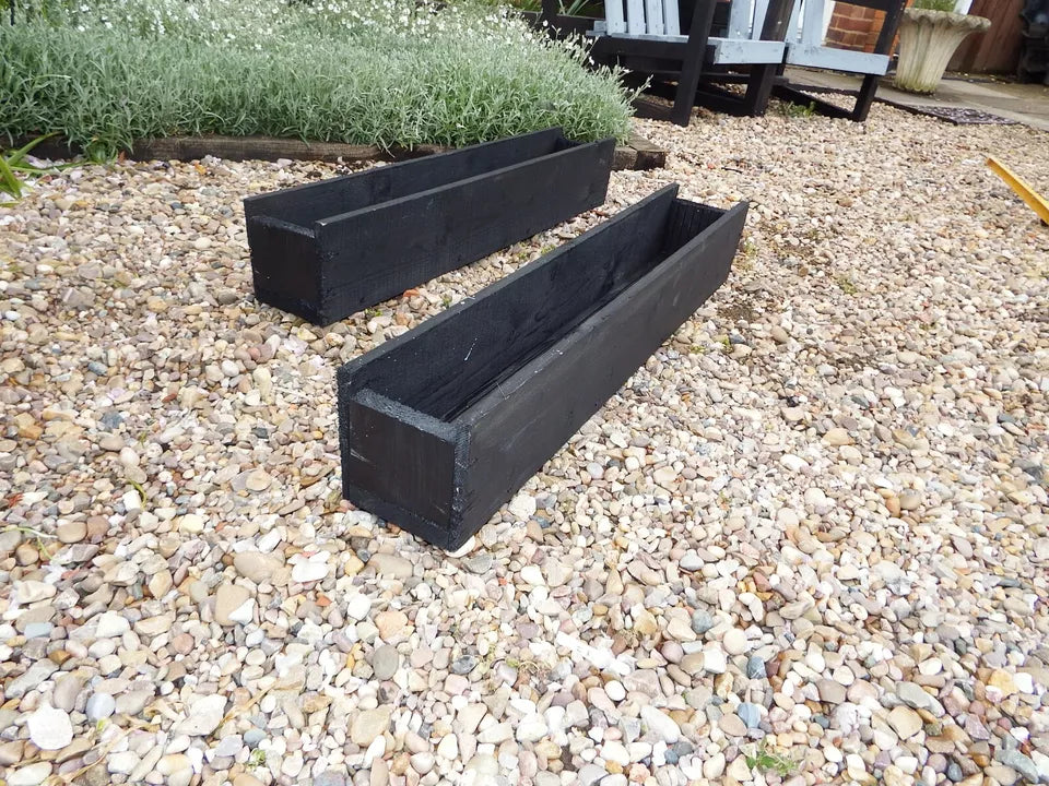 2 X 90 CM WOODEN PATIO GARDEN PLANTER