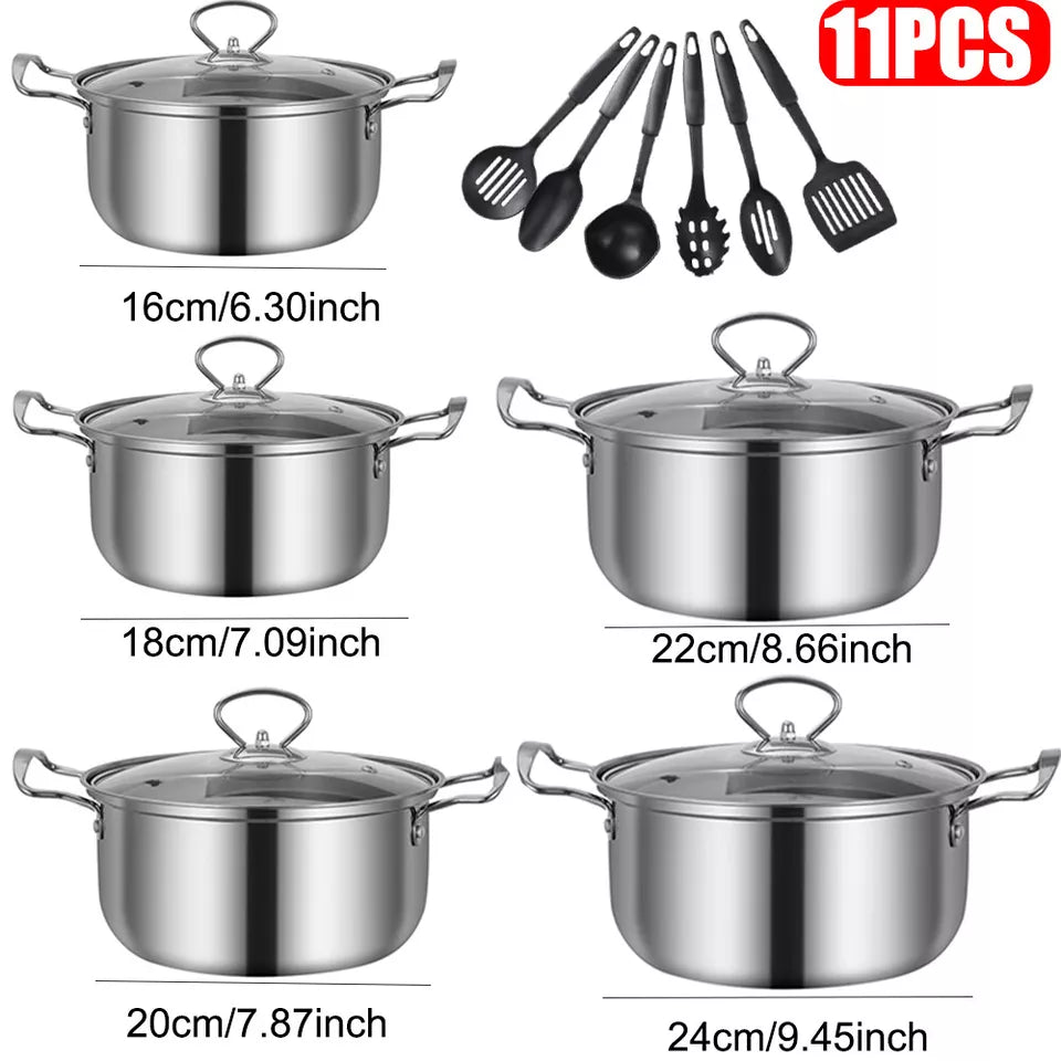 11PCS Induction Non Stick Stainless Steel Cookware