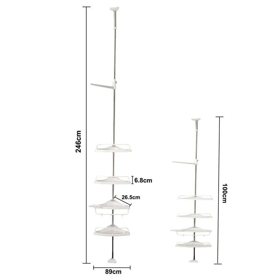 4 TIER BATHROOM TELESCOPIC CORNER SHELF