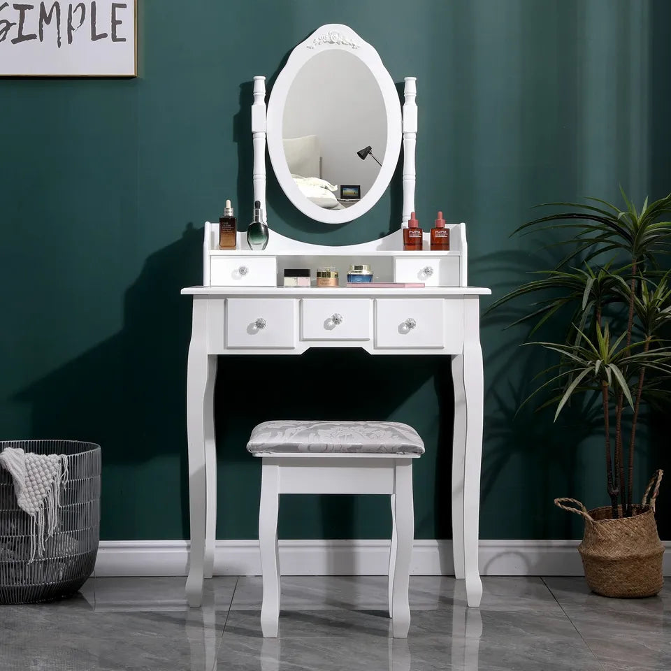 Makeup Desk Dresser w/Mirror and Stool