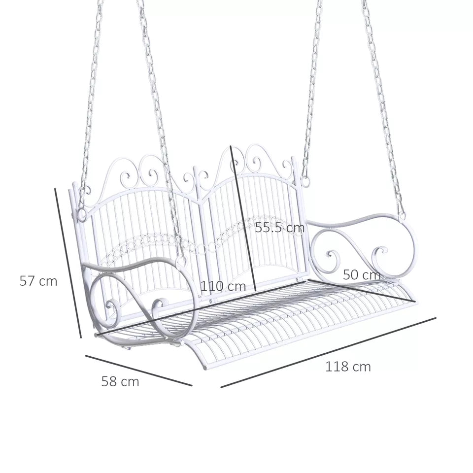 Outdoor Garden Metal 2 Seat Swing Chair