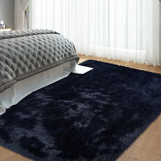 Navy Blue Shaggy Fluffy Rug