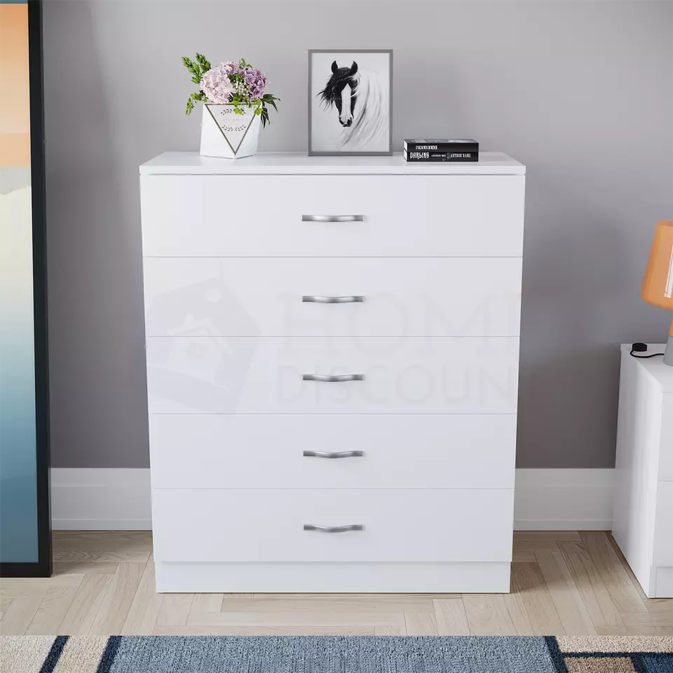 White Chest Of 5 Drawers