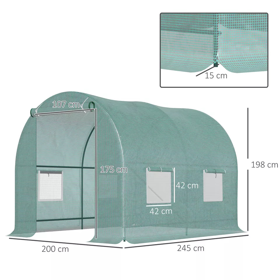 2.5x2x2m Polytunnel Greenhouse