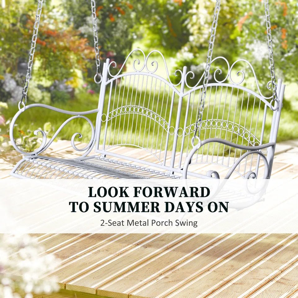 Outdoor Garden Metal 2 Seat Swing Chair