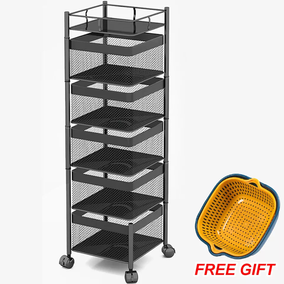 6 Tier Kitchen Rotating Storage Trolley