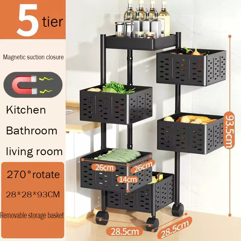 6 Tier Kitchen Rotating Storage Trolley