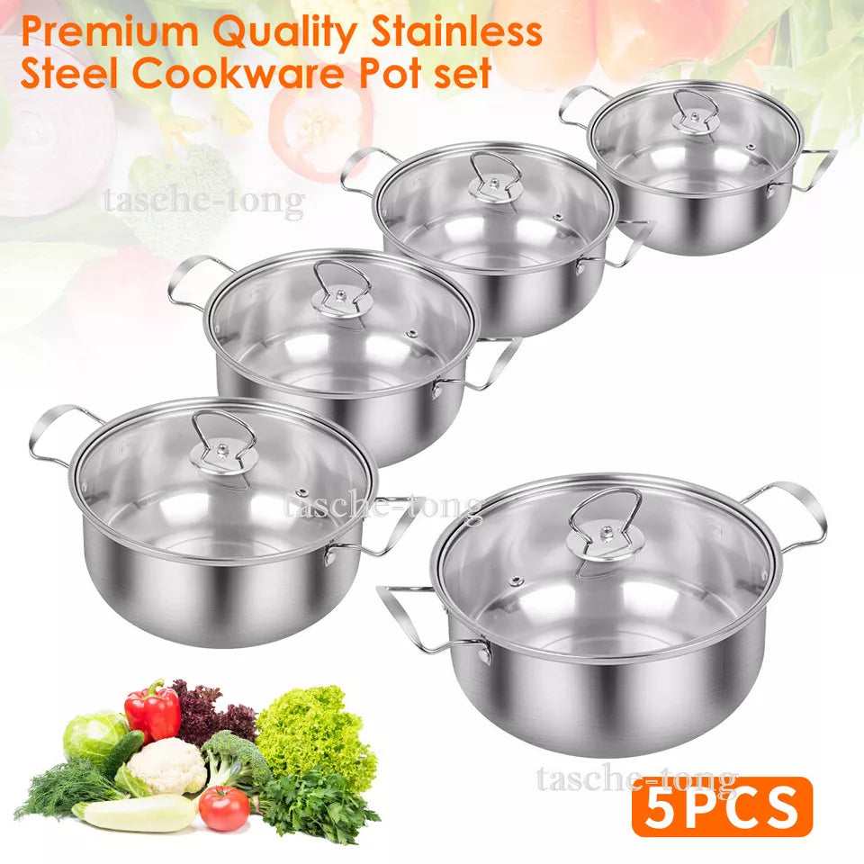 5PCS Induction Non Stick Stainless Steel Cookware