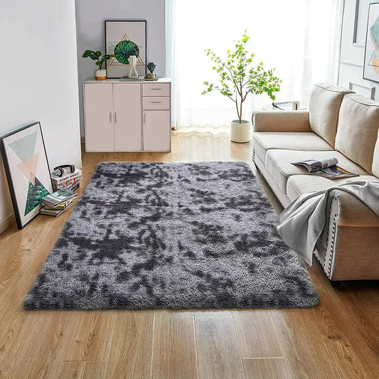 Dark Grey Fluffy Rug