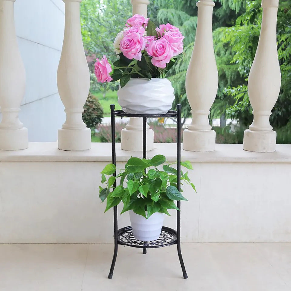 2 Potted Metal Indoor Outdoor Plant Stand