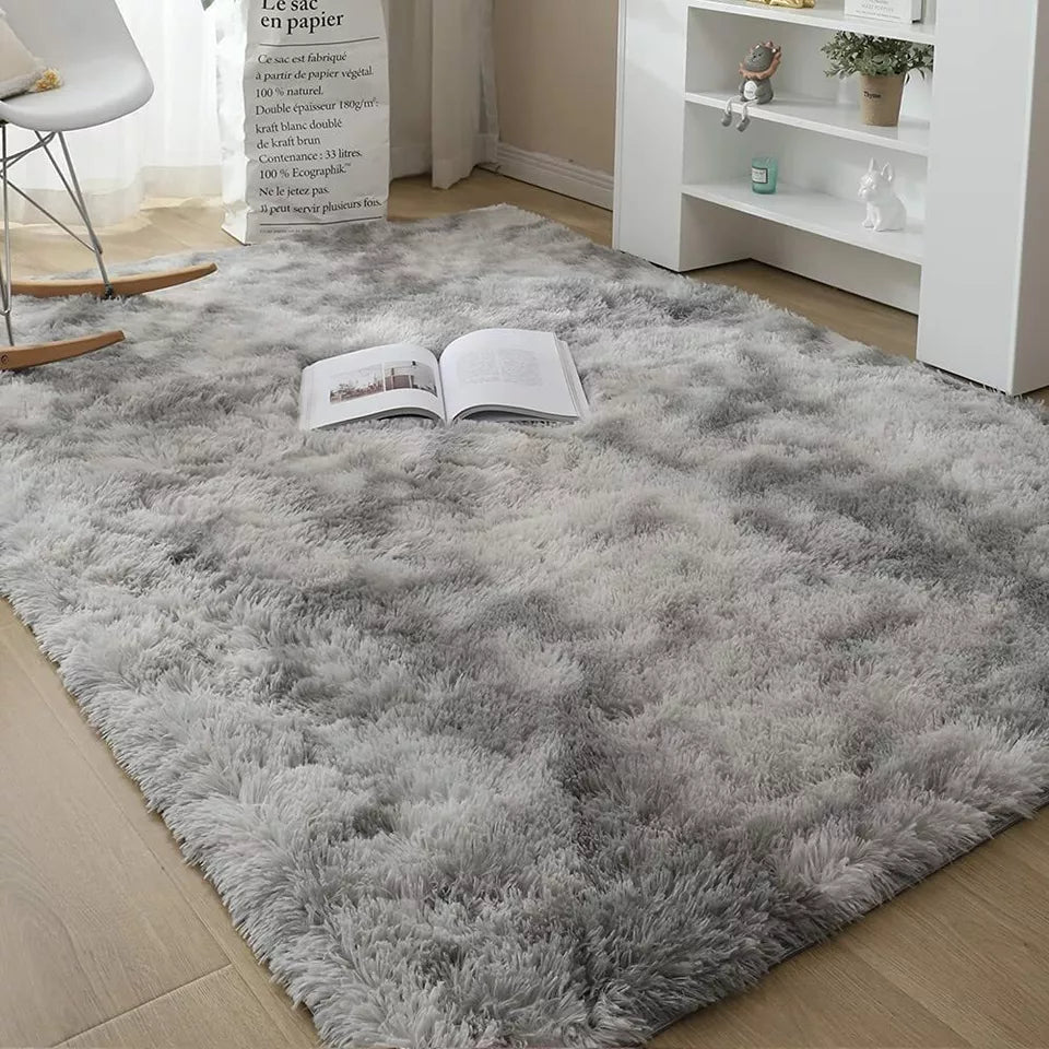 Silver Grey Fluffy Rug