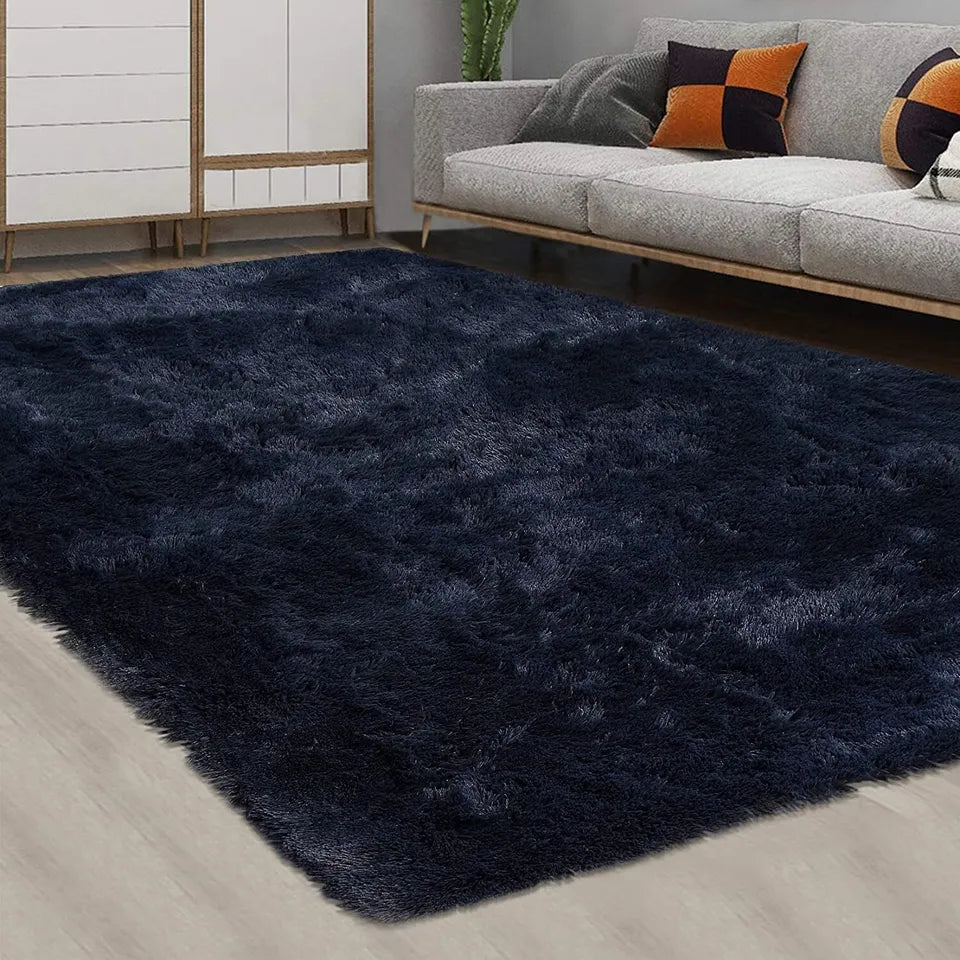 Navy Blue Shaggy Fluffy Rug