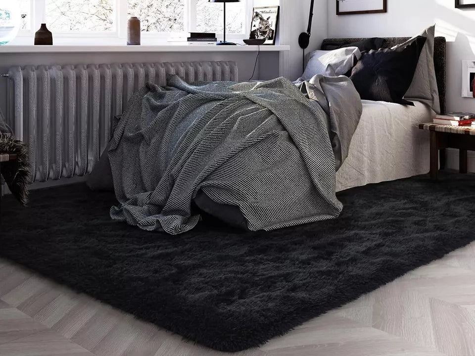 Black Thick Shaggy Rugs