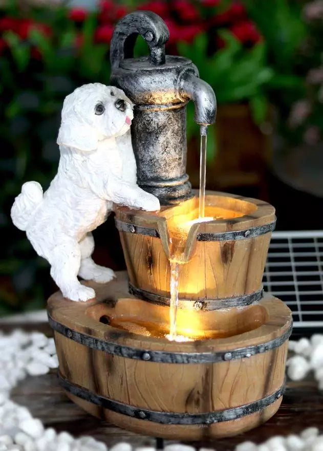 Puppy Solar Water Fountain