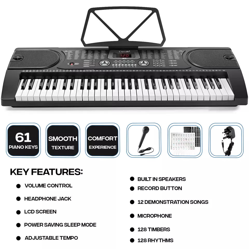 61 Keys Electronic Teaching Keyboard Digital Music Piano Instrument & Microphone